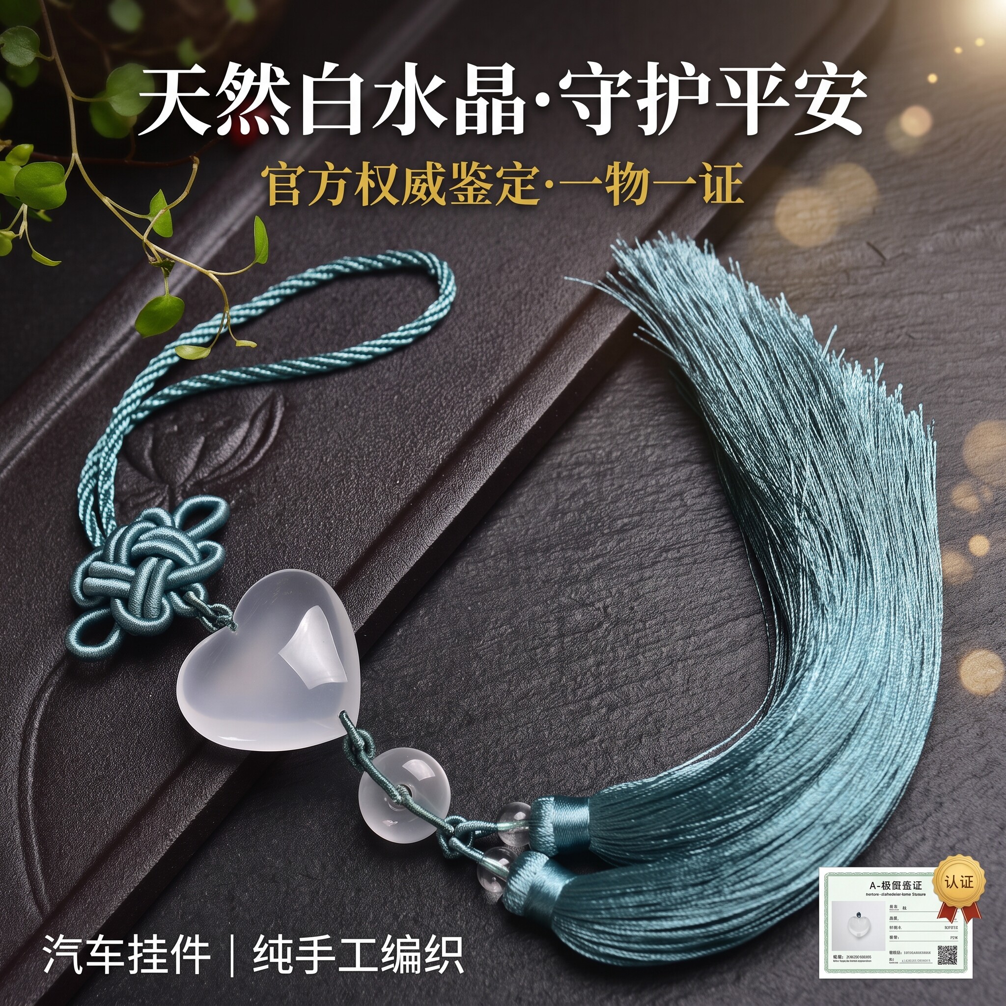 心形水晶平安扣车载挂件