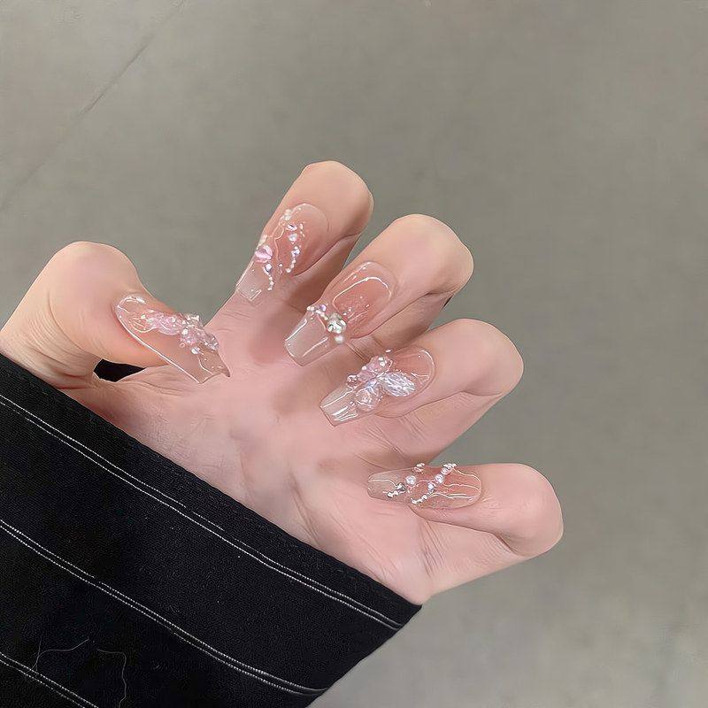 【凌洛原创】镜月蝴蝶猫眼显白手工穿戴甲假指甲贴片婚甲孕妇美甲,彩妆/香水/美妆工具,穿戴甲/甲片,淘宝优惠券,粉丝福利购,淘宝优惠卷