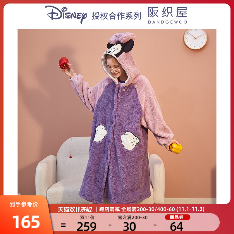 【薇娅推荐】阪织屋迪士尼情侣睡衣女冬可爱保暖睡袍家居服男加绒