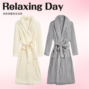 阪织屋男女士浴袍长款加厚家居服情侣睡袍加厚双面睡衣
