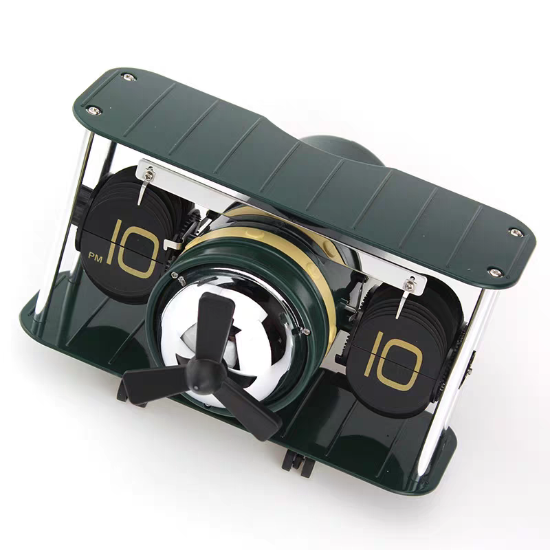 创意飞机自动翻页钟客厅座钟桌面时钟表台面摆件钟表家用台式坐钟