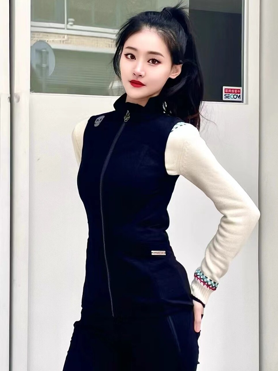 KISSKISSGOLF女士羊毛拼接马甲高尔夫运动休闲春秋单背心修身显瘦