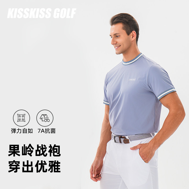 高尔夫小高领短袖T恤透气速干