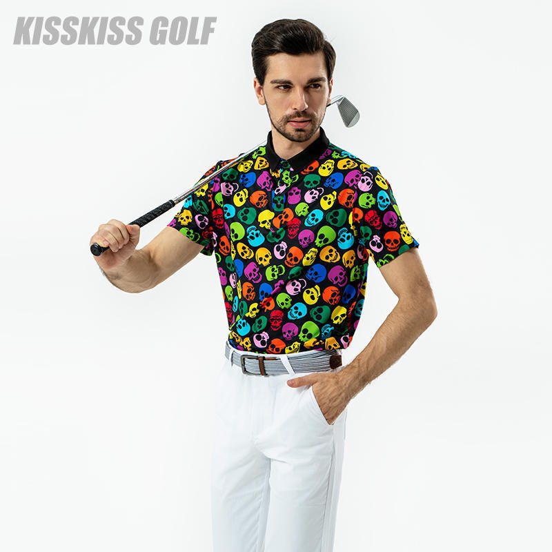 KISSKISSGOLF骷髅王—男装多彩色印花T恤高尔夫运动休闲个性短袖