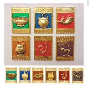 陕西考古博物馆中华文物复制文创华夏宝库邮票冰箱贴