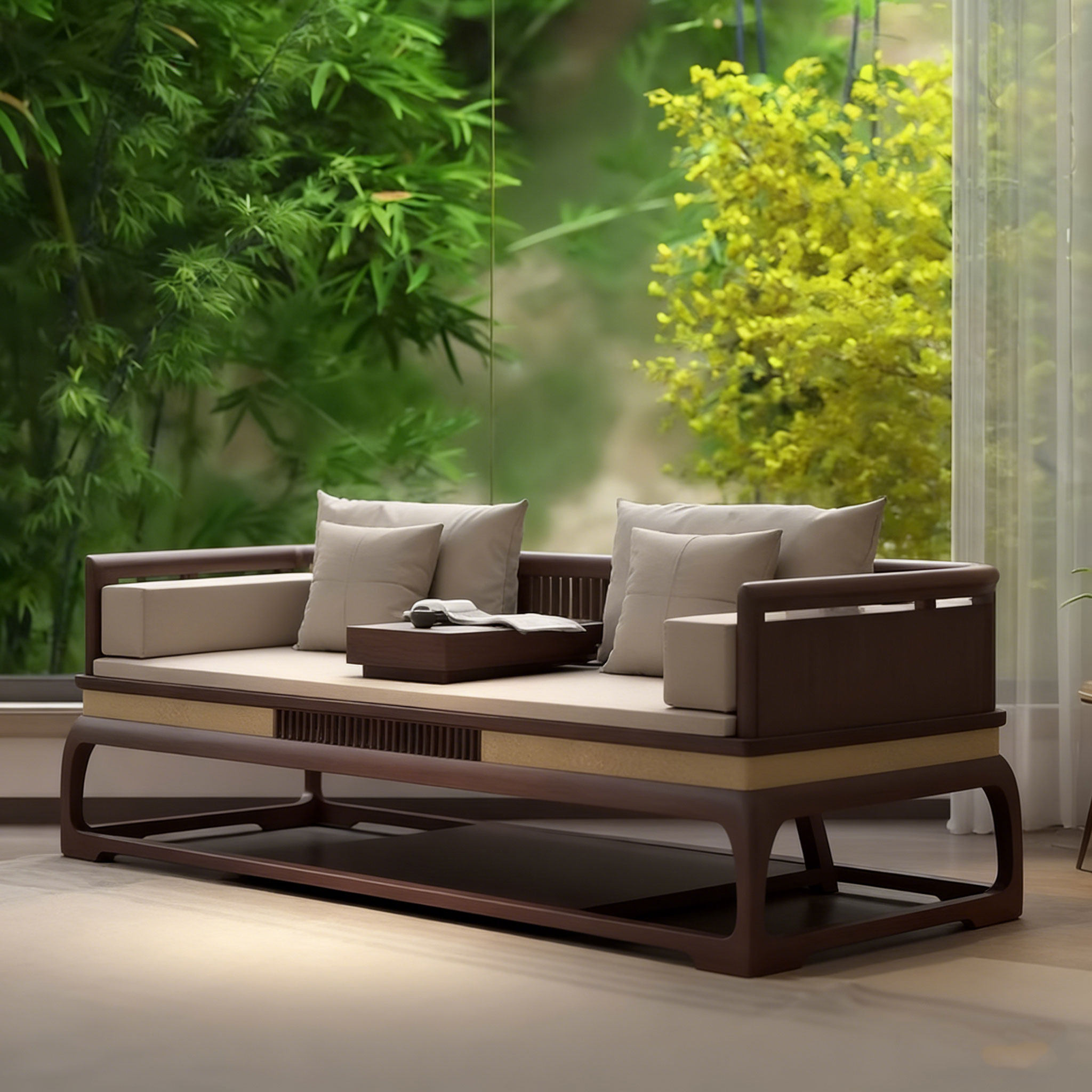 新中式实木罗汉床高端黑胡桃木禅意家用客厅罗汉榻小户型家用沙发,住宅家具,罗汉床,淘宝优惠券,粉丝福利购,淘宝优惠卷