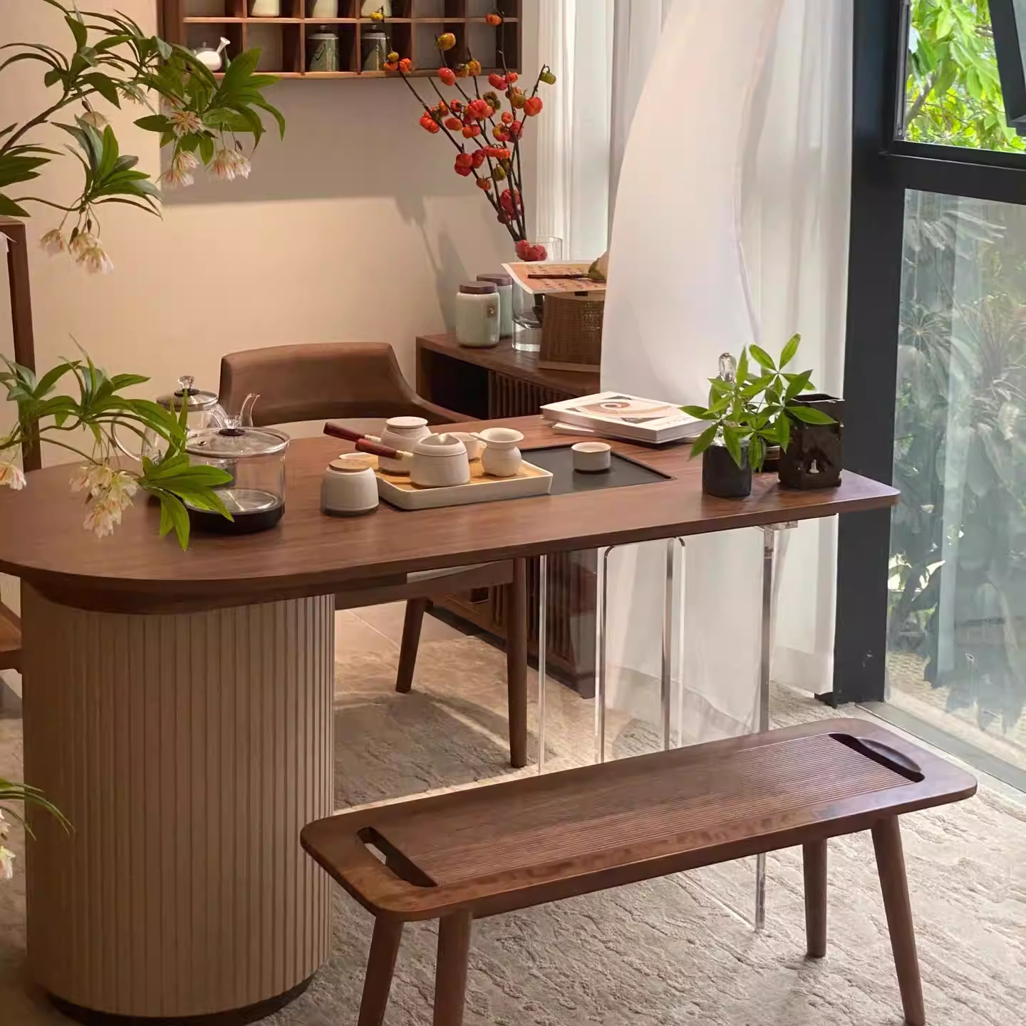 新中式北美黑胡桃木阳台小户型茶桌禅意办公室客厅会客茶几泡茶台,住宅家具,家用茶台/茶桌,淘宝优惠券,粉丝福利购,淘宝优惠卷