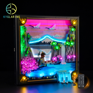 KY可匀适用于乐高31218樱花景观壁画遥控LED积木玩具灯饰灯光灯组