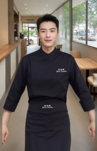 掌勺人工作服行政总厨大厨高档烘焙西点工衣望海湾同款黑色厨师服