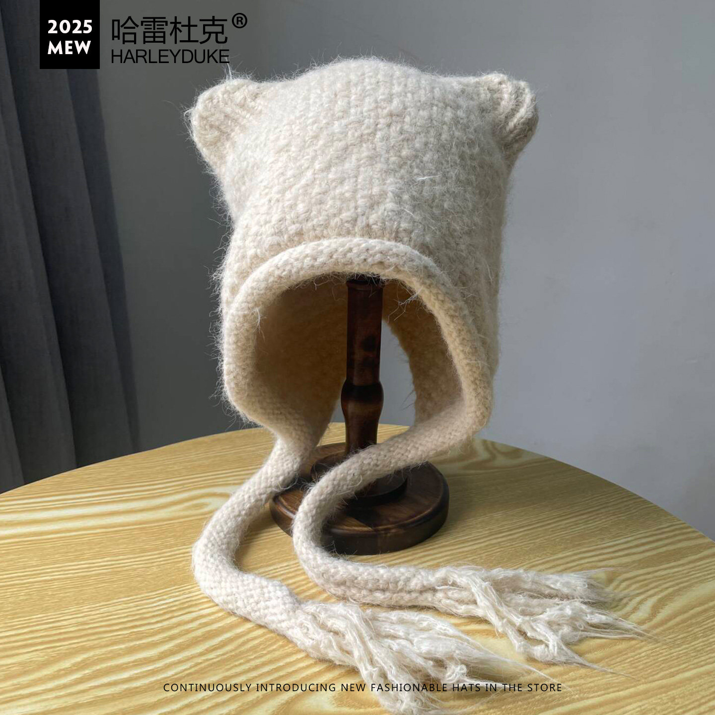 大头围护耳毛线帽子女可爱保暖帽