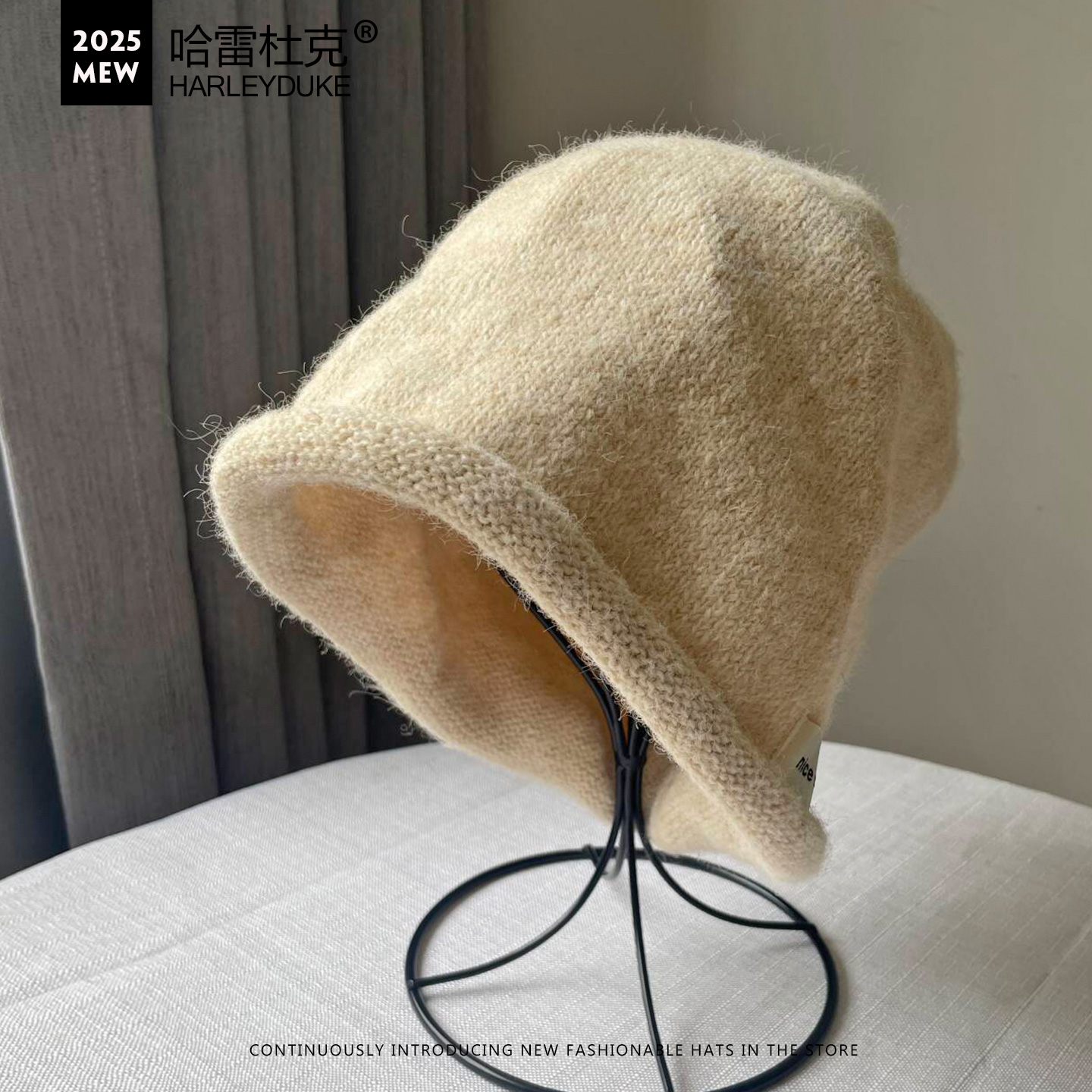 毛线帽女针织卷边套头堆堆帽秋冬