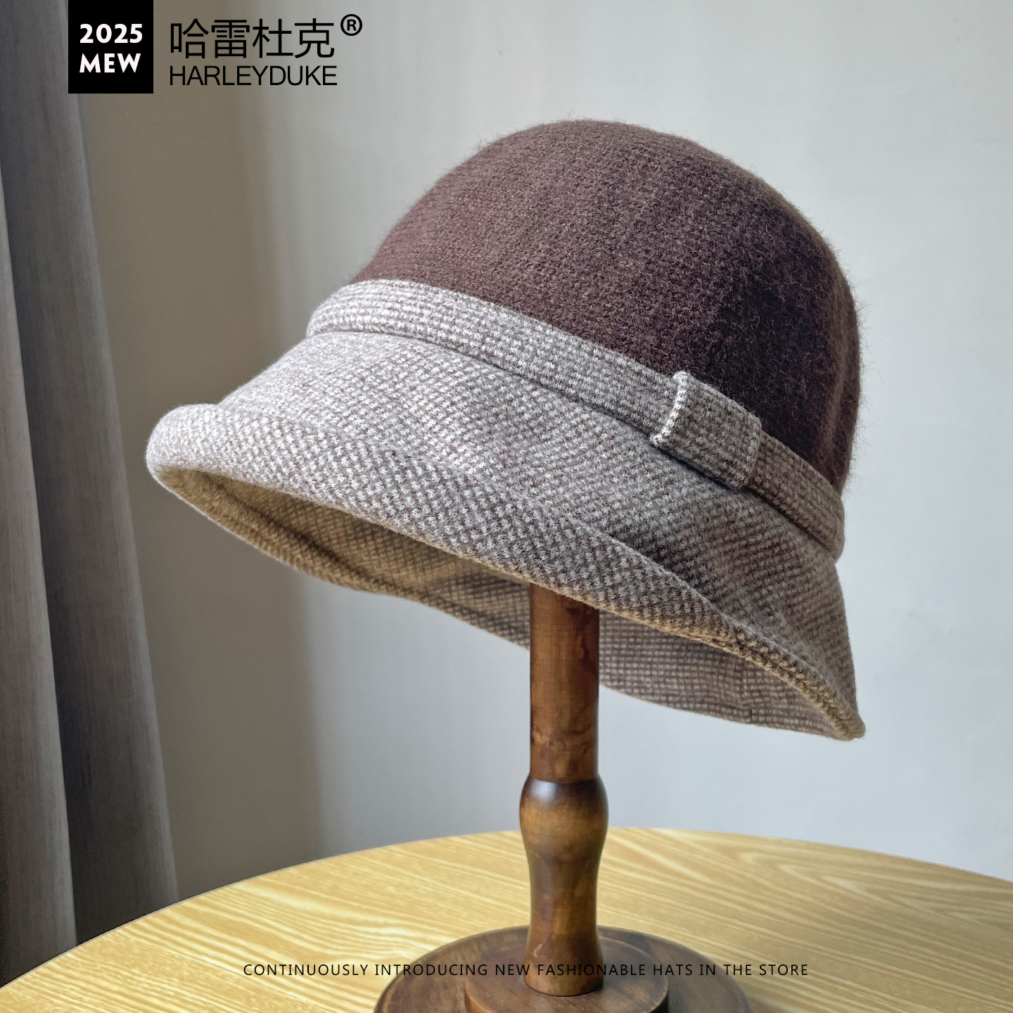 2025秋冬天保暖毛呢盆帽复古优雅