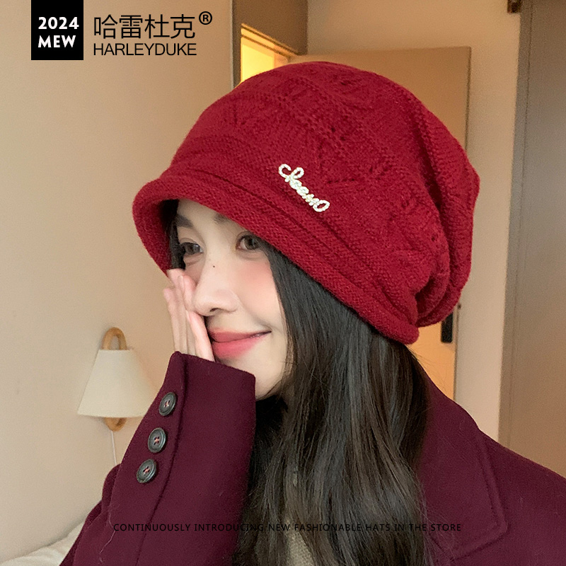 哈雷杜克百搭卷边针织帽