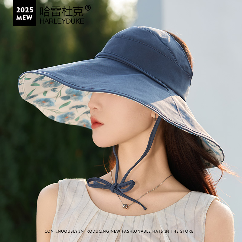 中青年空顶帽大檐渔夫帽子女2025户外出游沙滩度假挡全脸棉布凉帽