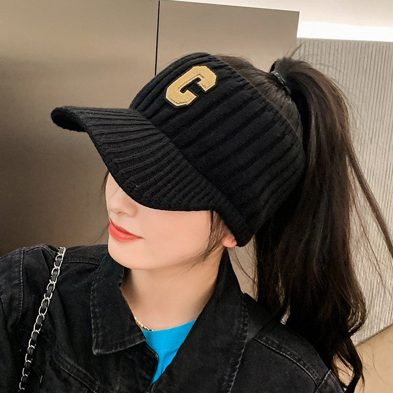 女秋冬休闲可扎头发戴空顶鸭舌帽