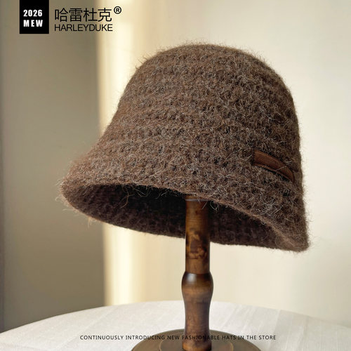 秋冬针织保暖宽檐显脸小渔夫帽