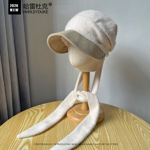 秋冬加绒女款包头护耳防风鸭舌帽
