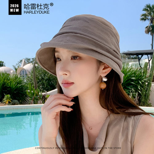 复古棉麻渔夫帽遮阳防晒女款