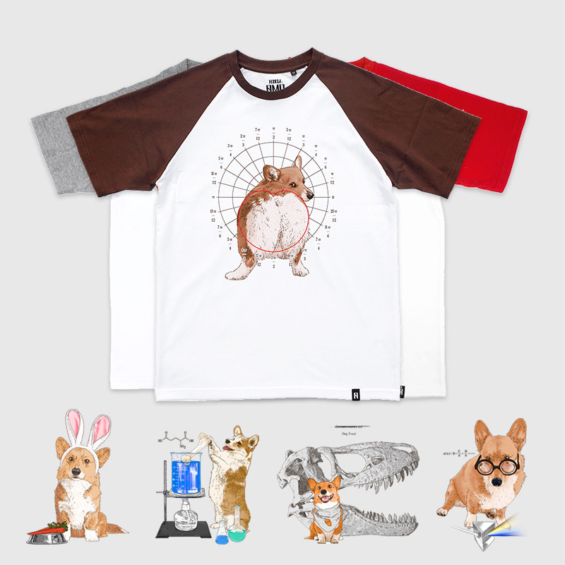 原创Tee柯基有意思狗印花插肩圆领短袖T恤纯棉男女夏凡物制合作款|msdalam kategori Butik wanita / wanita, baju-T - dari Buy2taobao.com untuk memberikan perkhidmatan ejen Taobao profesional membeli