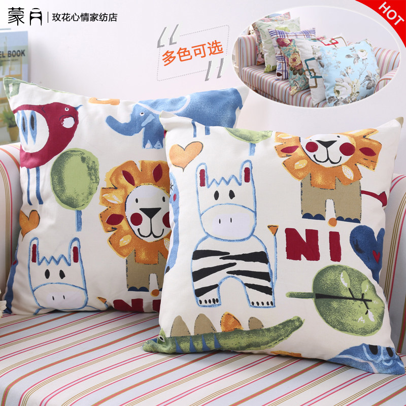 蒙月全棉帆布抱枕套不含芯老粗布靠垫套长方形床头靠枕可定制尺寸