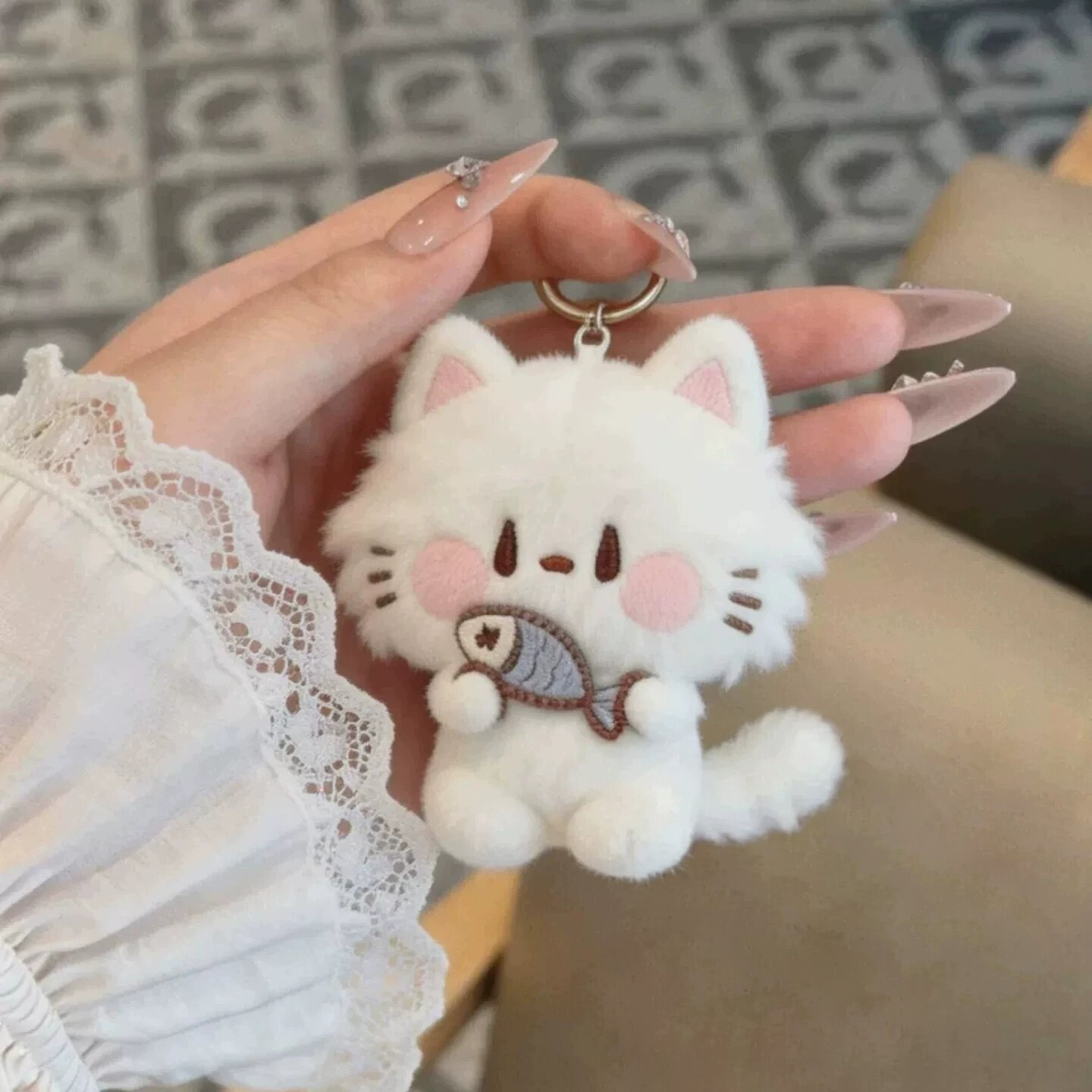卡通小猫钥匙挂件毛绒公仔包挂饰