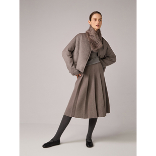 高比例山羊绒羊毛保暖抗寒国标90绒子鹅绒服 小湖羊可拆卸领子