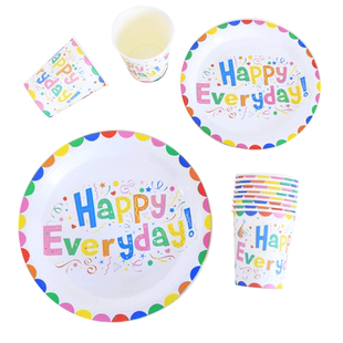 纸盘一次性生日布置甜品台摆件展示架儿童派对餐具蛋糕碟子野餐盘