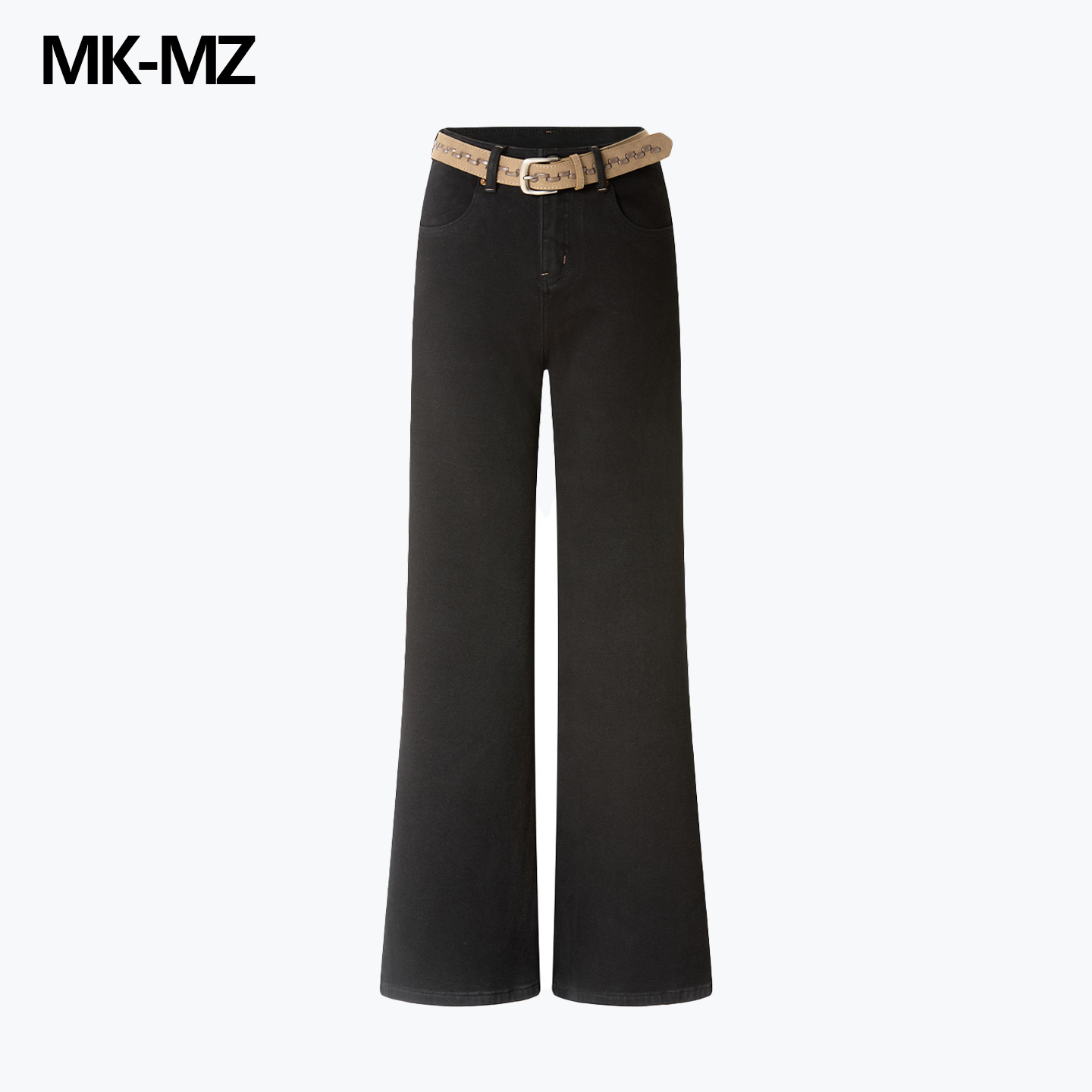 MKMZ「墨川简叙」老钱风黑色阔腿牛仔裤女高腰显瘦垂感长裤配腰带