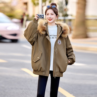 女式羽绒服2025冬季新款貉子毛领连帽白鸭绒保暖派克服外套CY8187