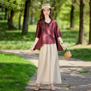 新款 女装 不规则衬衫 时尚 两件套裤 2026夏季 阔腿裤 SY2805 休闲套装