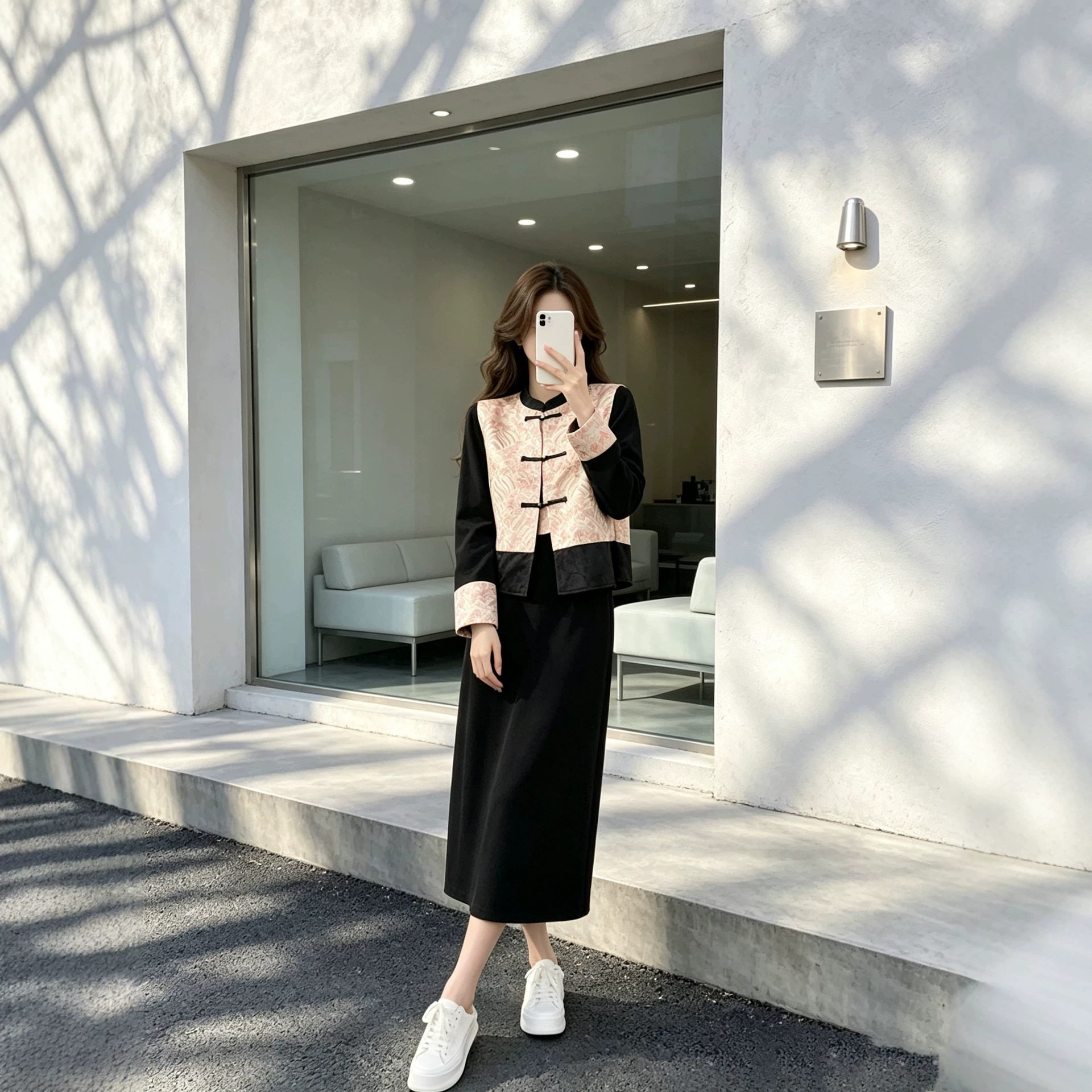 新中式国风盘扣复古马甲黑色连衣裙套装女2026秋季新款丝绒两件套