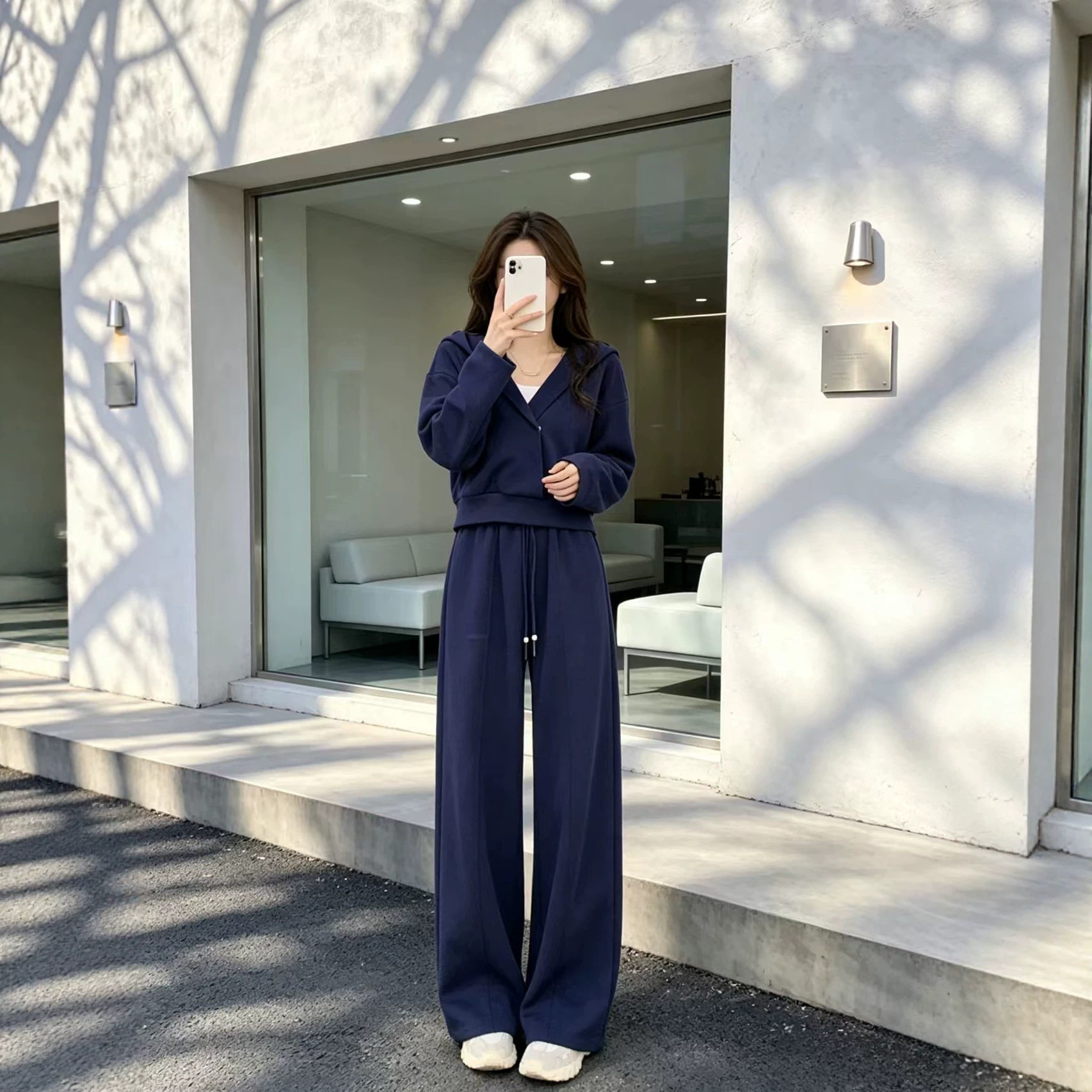 休闲运动套装女秋冬2026新款今年流行爆款小个子长袖阔腿裤两件套