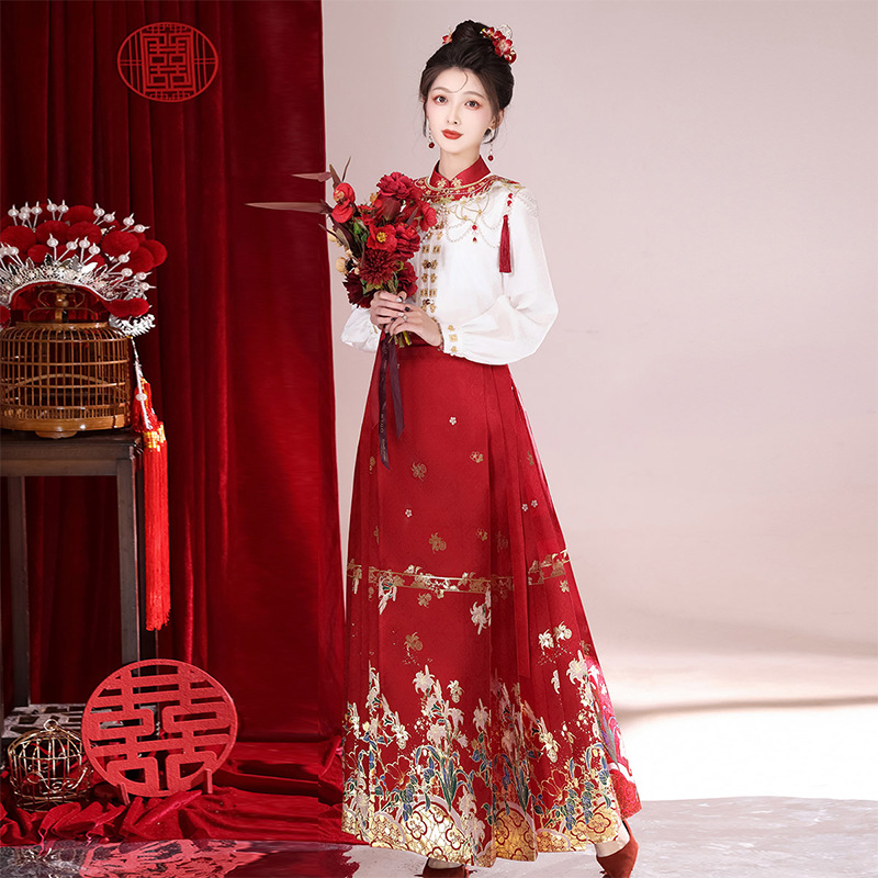 原创设计遇喜汉服女中国风汉元素新中式上衣云肩马面裙套装8951