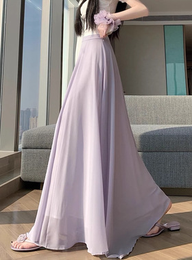 高级感雪纺半身裙女2026新款夏季显瘦a字垂感大摆裙长裙潮A11424