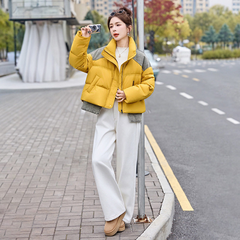 女式羽绒服2025年冬季新款时尚宽松加厚小个子拼色立领外套 Z2509