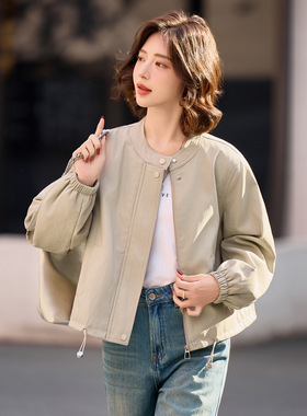 立领外套女2026春季新款女装宽松时尚百搭小个子夹克上衣YG83023