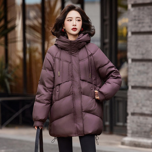 羽绒服女2025冬季新款中长款高端时尚90白鸭绒连帽保暖外套GE2599