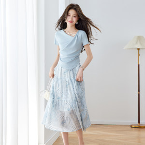 浪漫法式超仙时尚套装洋装女2026夏季新款宽松显瘦碎花半身裙套