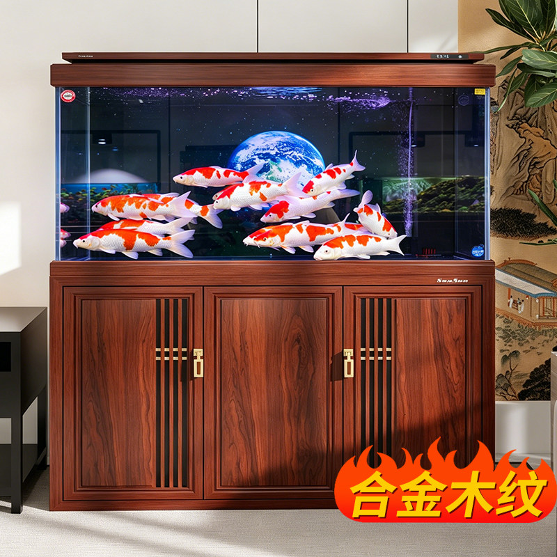 森森新款智能鱼缸底柜客厅超白玻璃大型底过滤免换水生态水族箱