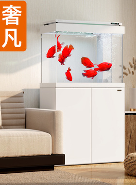 森森新款智能简奢鱼缸 客厅超白玻璃大型底过滤免换水生态水族箱