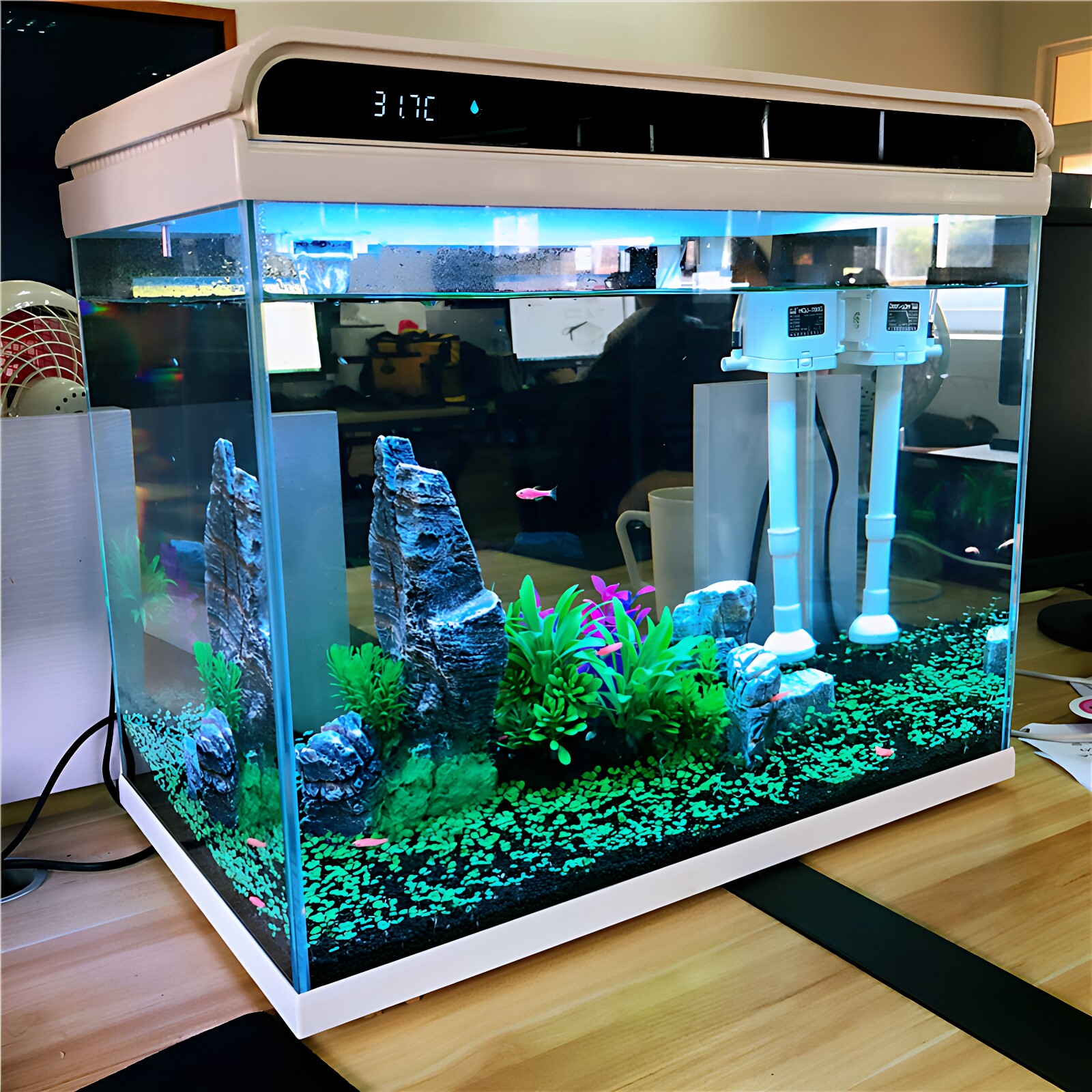 森森超白玻璃鱼缸客厅小型家用水族箱生态免换水过滤制氧金鱼缸