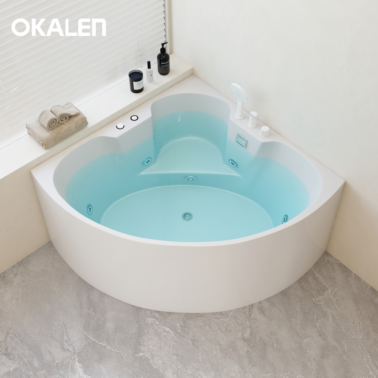 简约奶油风扇形浴缸家用小户型