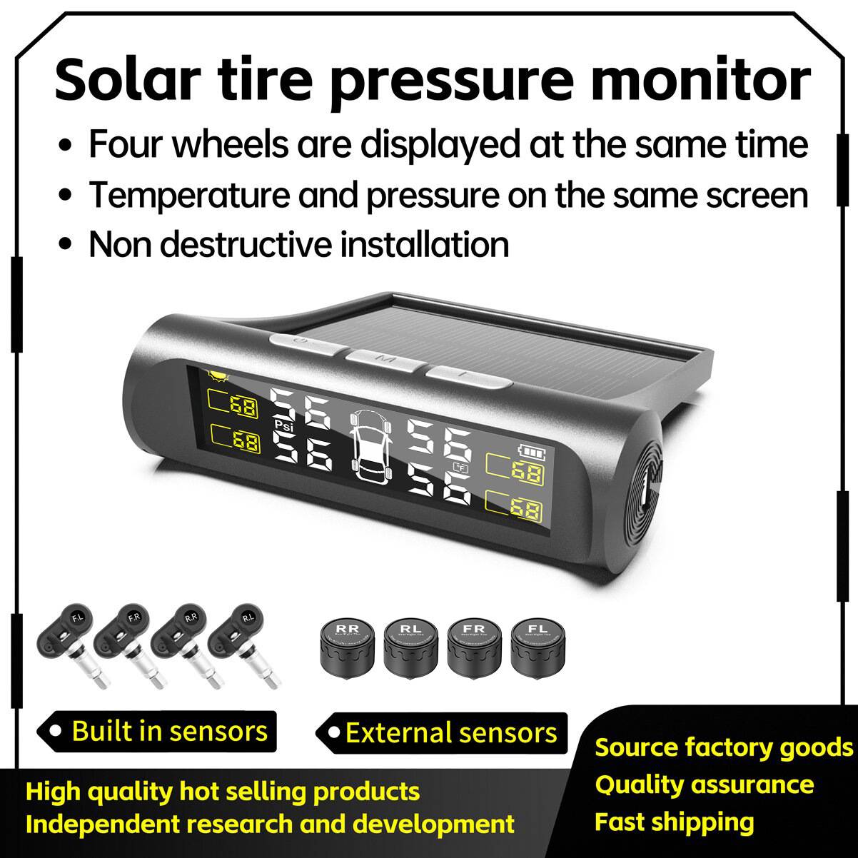 Günəş panelli avtomobil təkər təzyiqi monitorinq sistemi TPMS