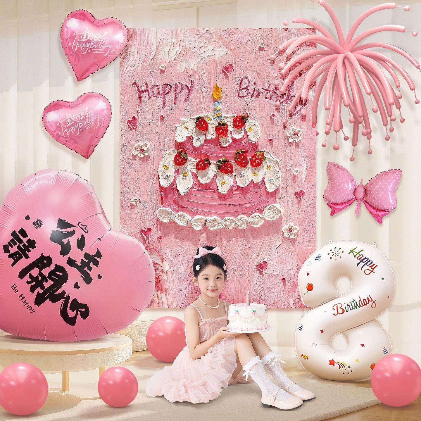 生日快乐女孩10周岁海报挂布背景条幅场景布置道具仪式感拍照背景,节庆用品/礼品,装扮布置套餐,淘宝优惠券,粉丝福利购,淘宝优惠卷