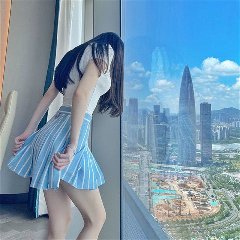 tb海军纯欲短裙显腿长不走光夏季高腰显瘦a字半身裙女