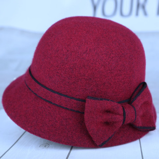 秋冬天韩版毛呢礼帽女士妈妈加厚保暖盆帽中老年人帽子女奶奶帽