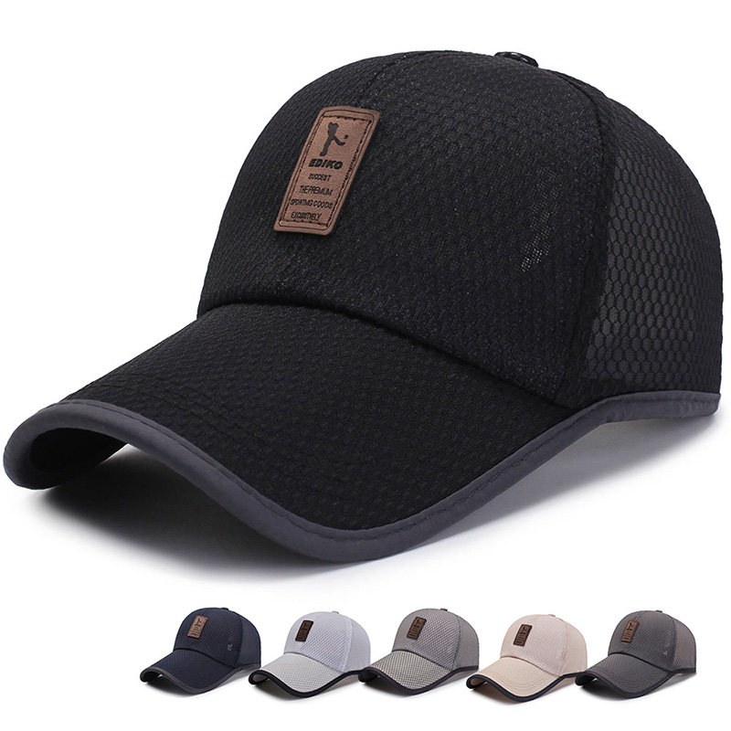 春夏天帽子男士加长檐网帽中老年人夏季棒球帽透气速干遮阳夏凉帽
