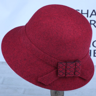 秋冬天帽子女妈妈韩版盆帽中老年女士毛呢礼帽老人呢子渔夫帽洋气