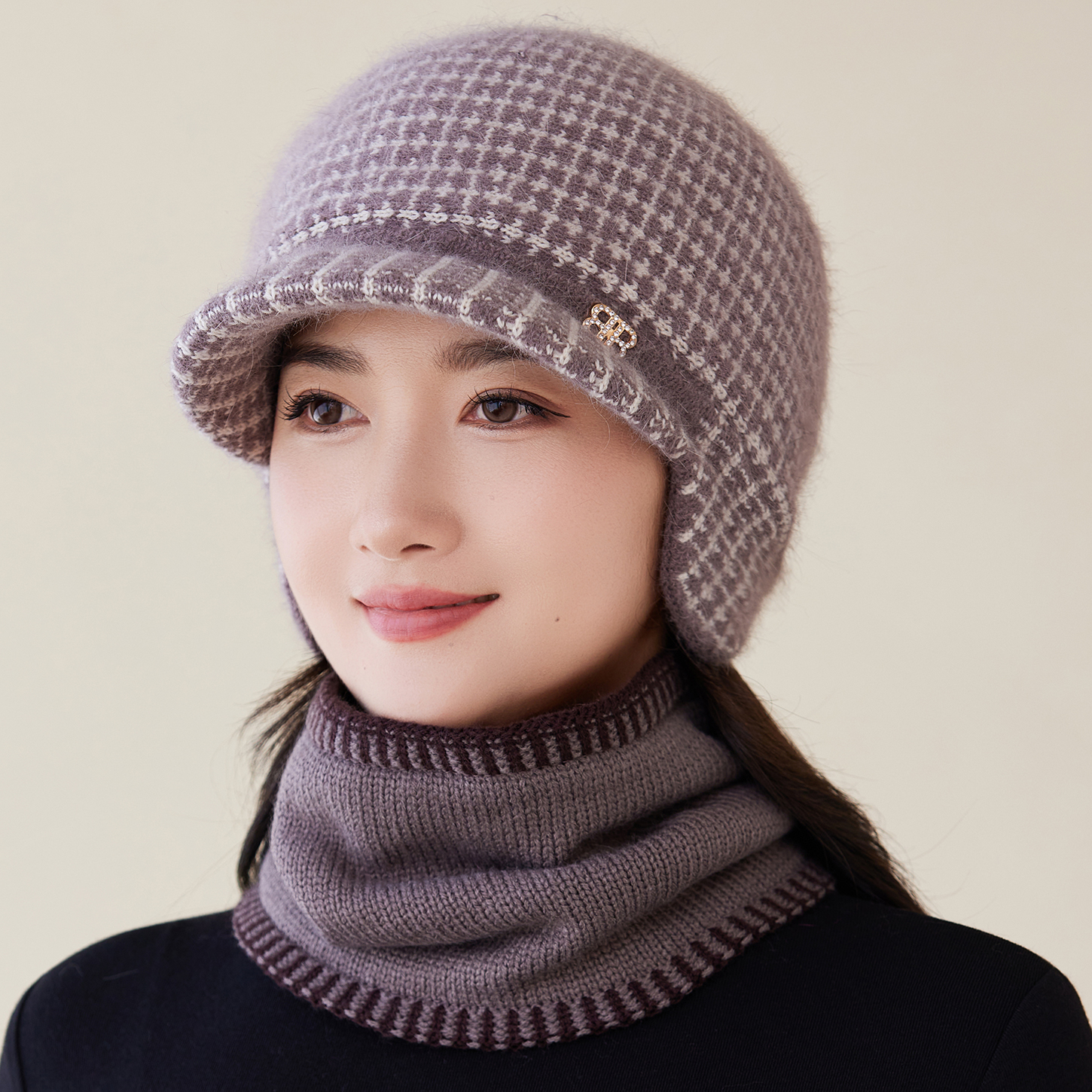 秋冬天帽子女士妈妈加绒厚保暖帽中老年人护耳针织毛线帽奶奶防寒