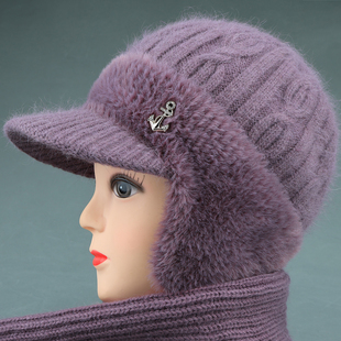 老年人帽子女奶奶妈妈冬天加绒护耳保暖帽老人防寒老太太毛线帽冬